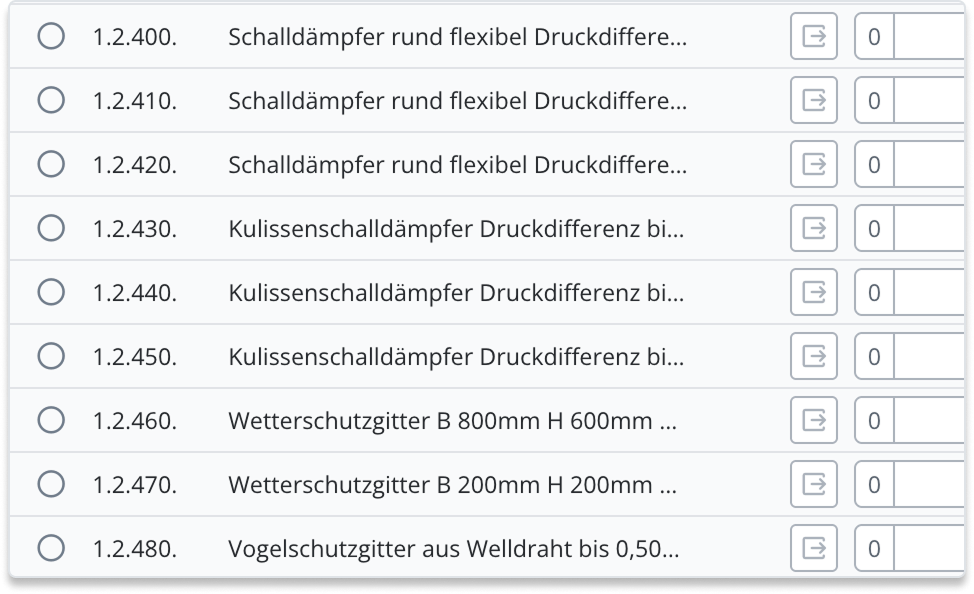Schritt 1: Analyse des Leistungsverzeichnis
